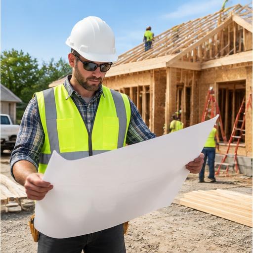 Illustration of a construction business in its everyday setting